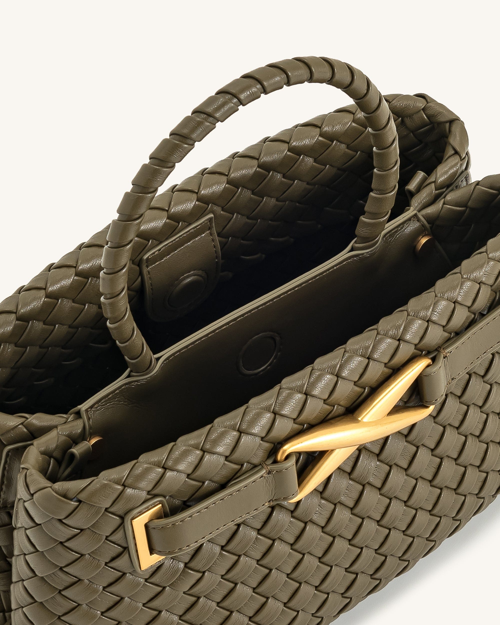 Jw Pei Elora Woven Tote Bag Dark Olive