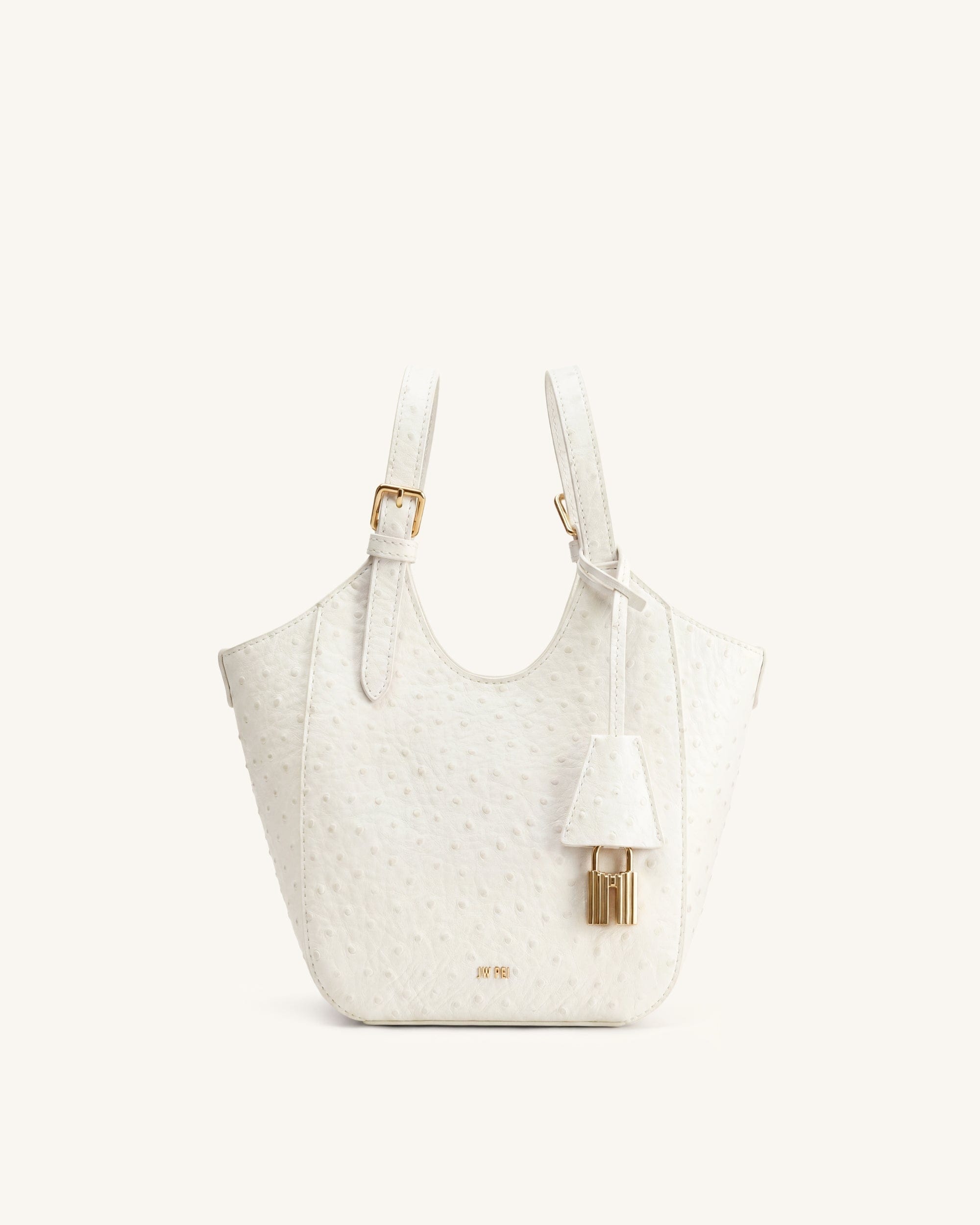 Jw Pei Ines Faux Ostrich Padlock Tote Bag White