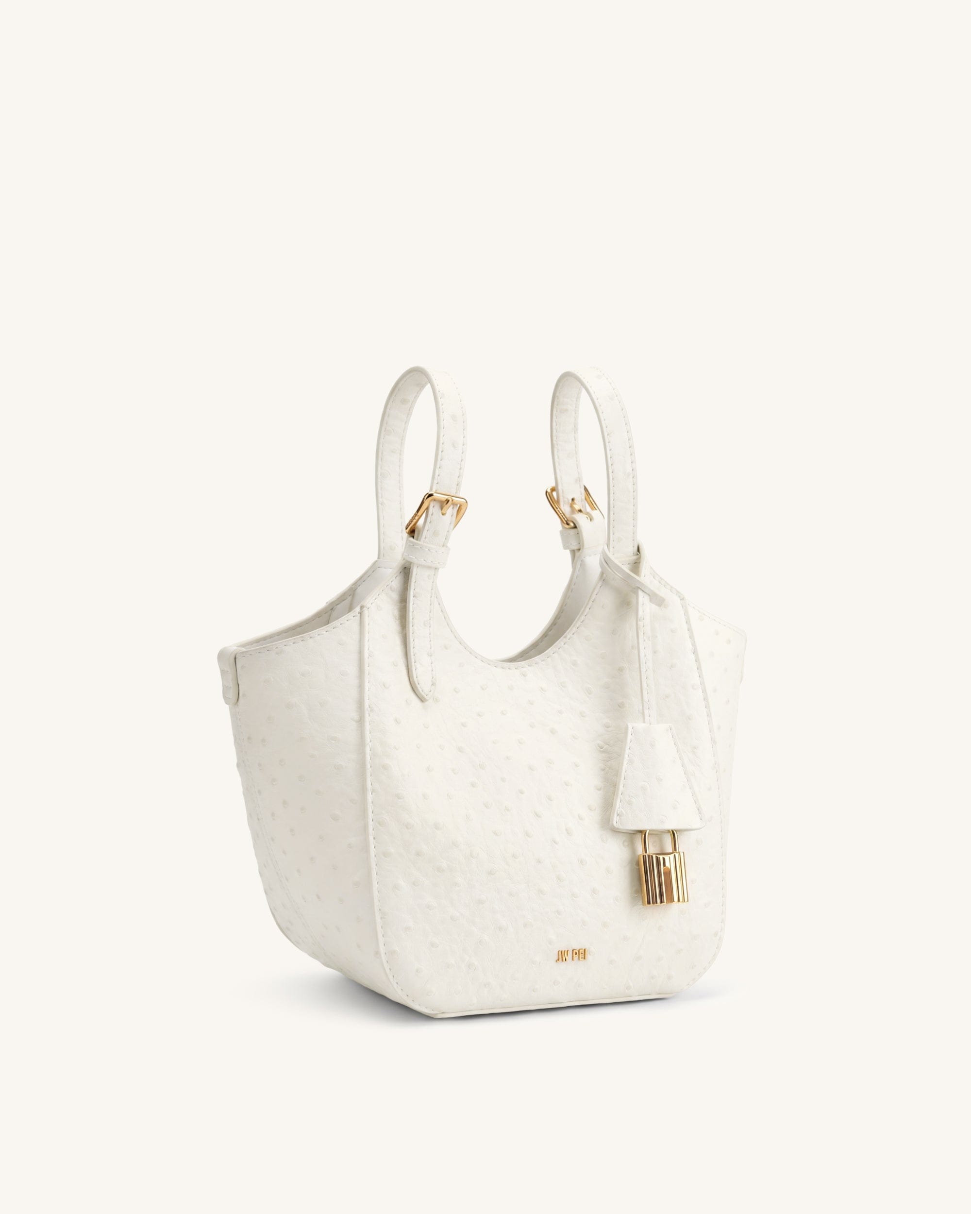Jw Pei Ines Faux Ostrich Padlock Tote Bag White