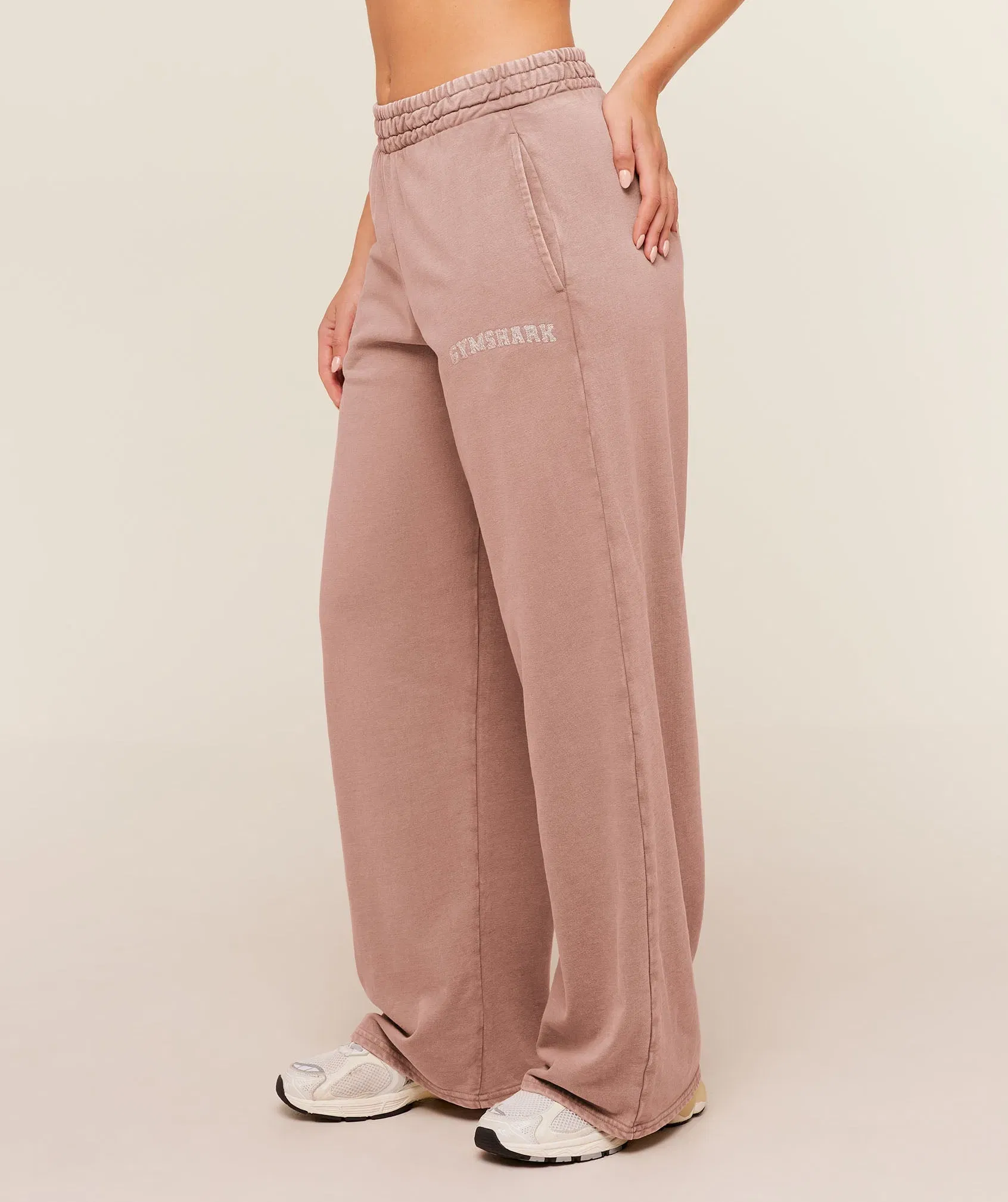 Women's Gymshark Chainstitch Graphic Wide Leg Joggers Pebble Grey