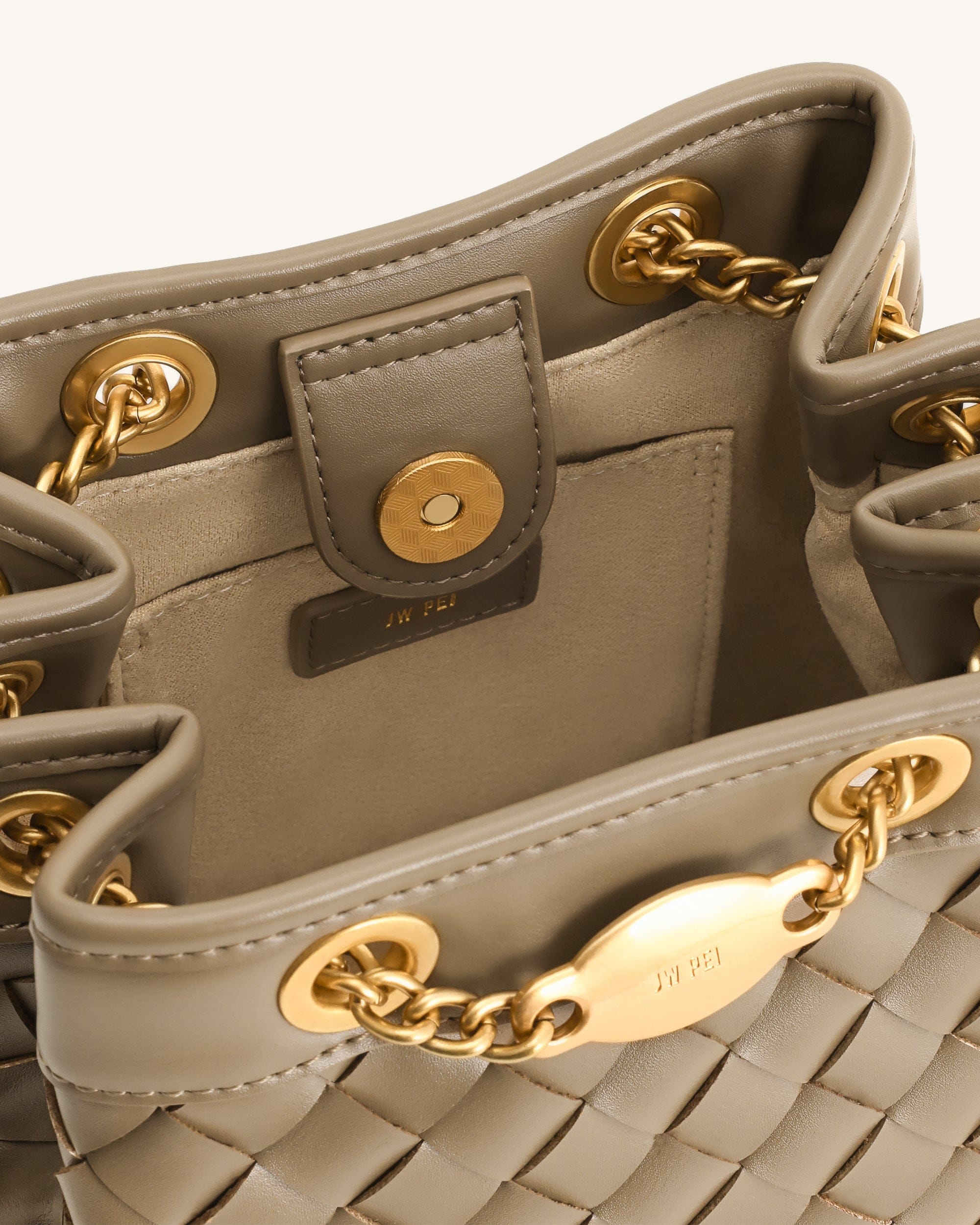 Jw Pei Yara Hand Woven Bucket Bag Taupe
