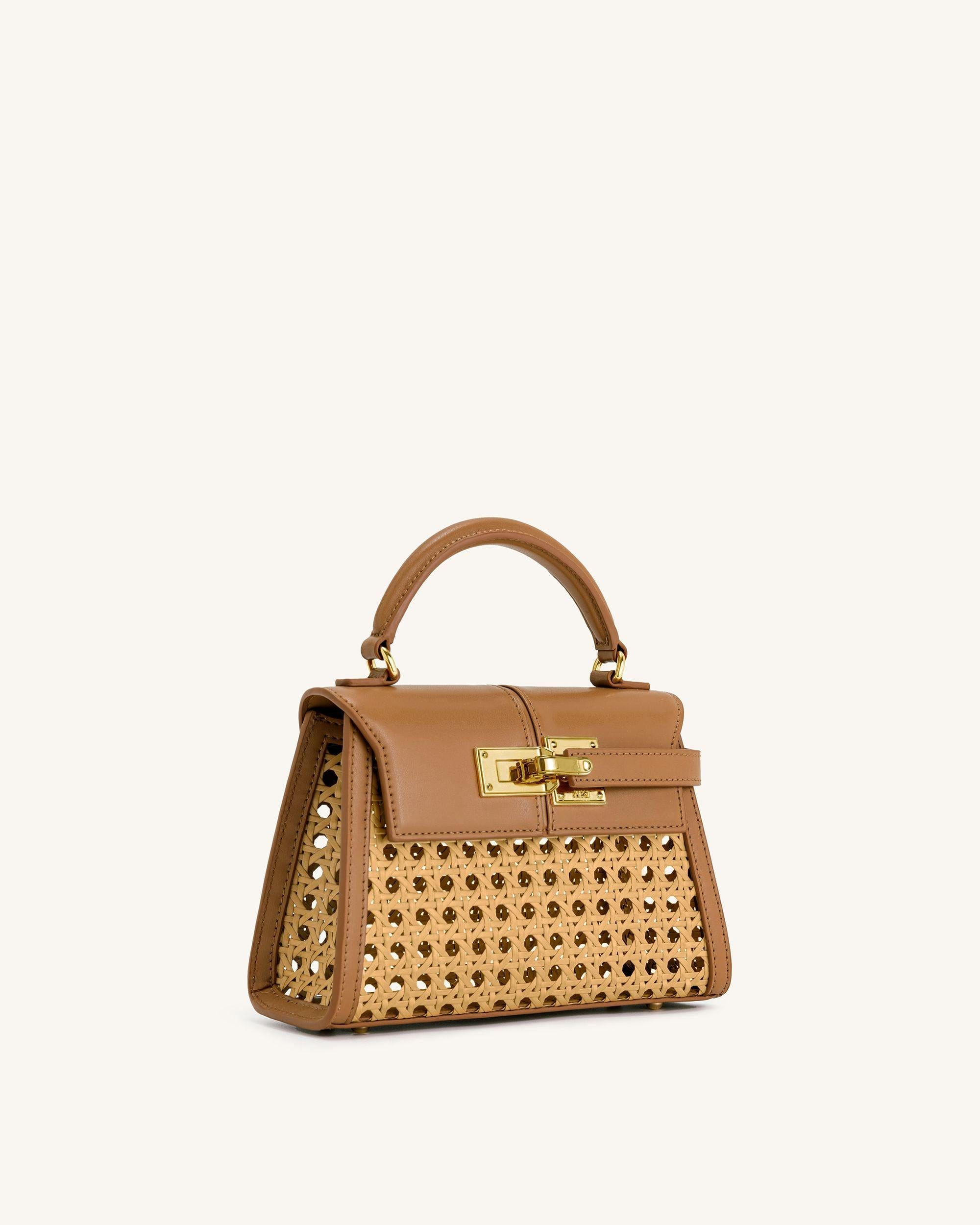 Jw Pei Elise Faux Bamboo Woven Top Handle Bag Brown
