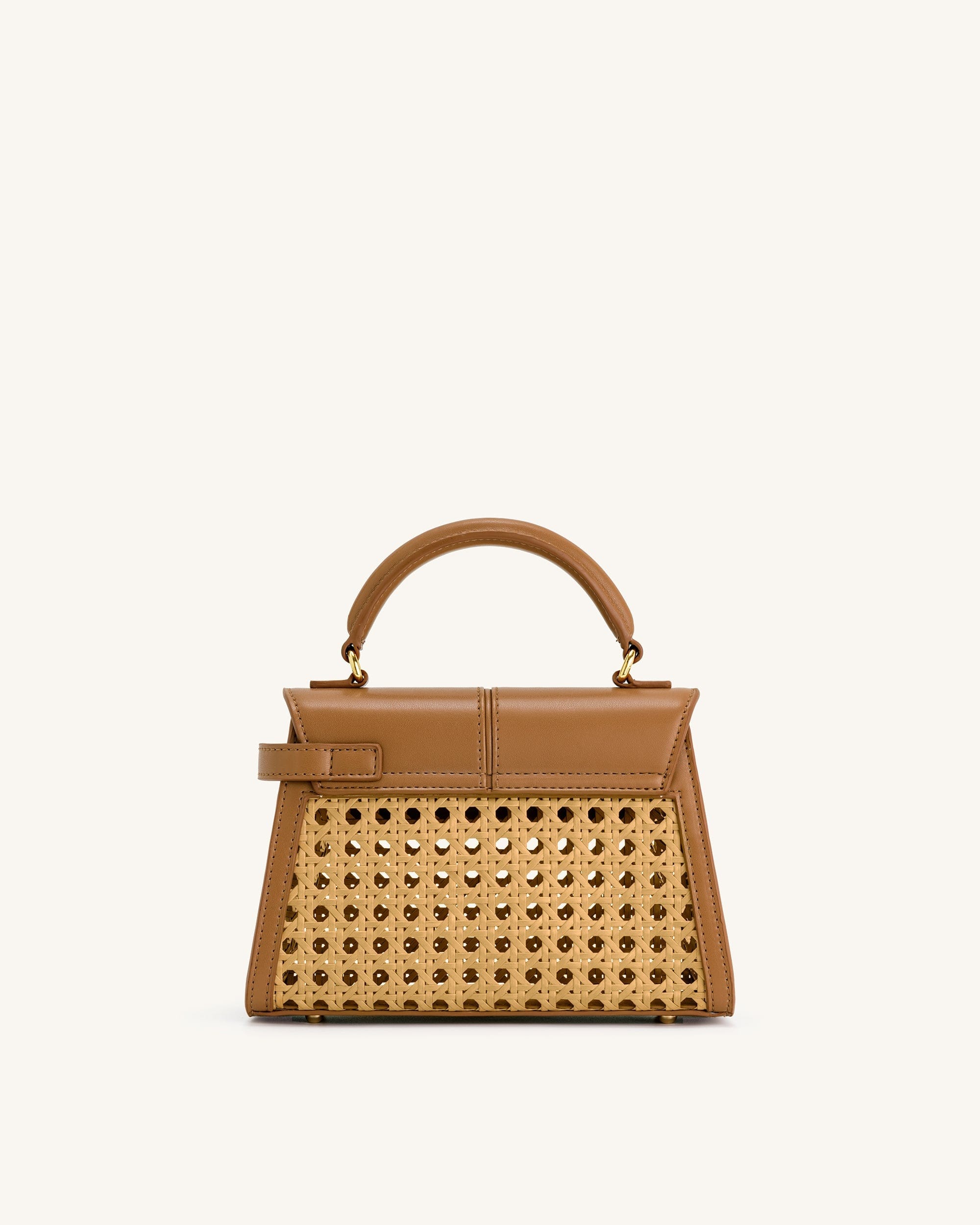 Jw Pei Elise Faux Bamboo Woven Top Handle Bag Brown