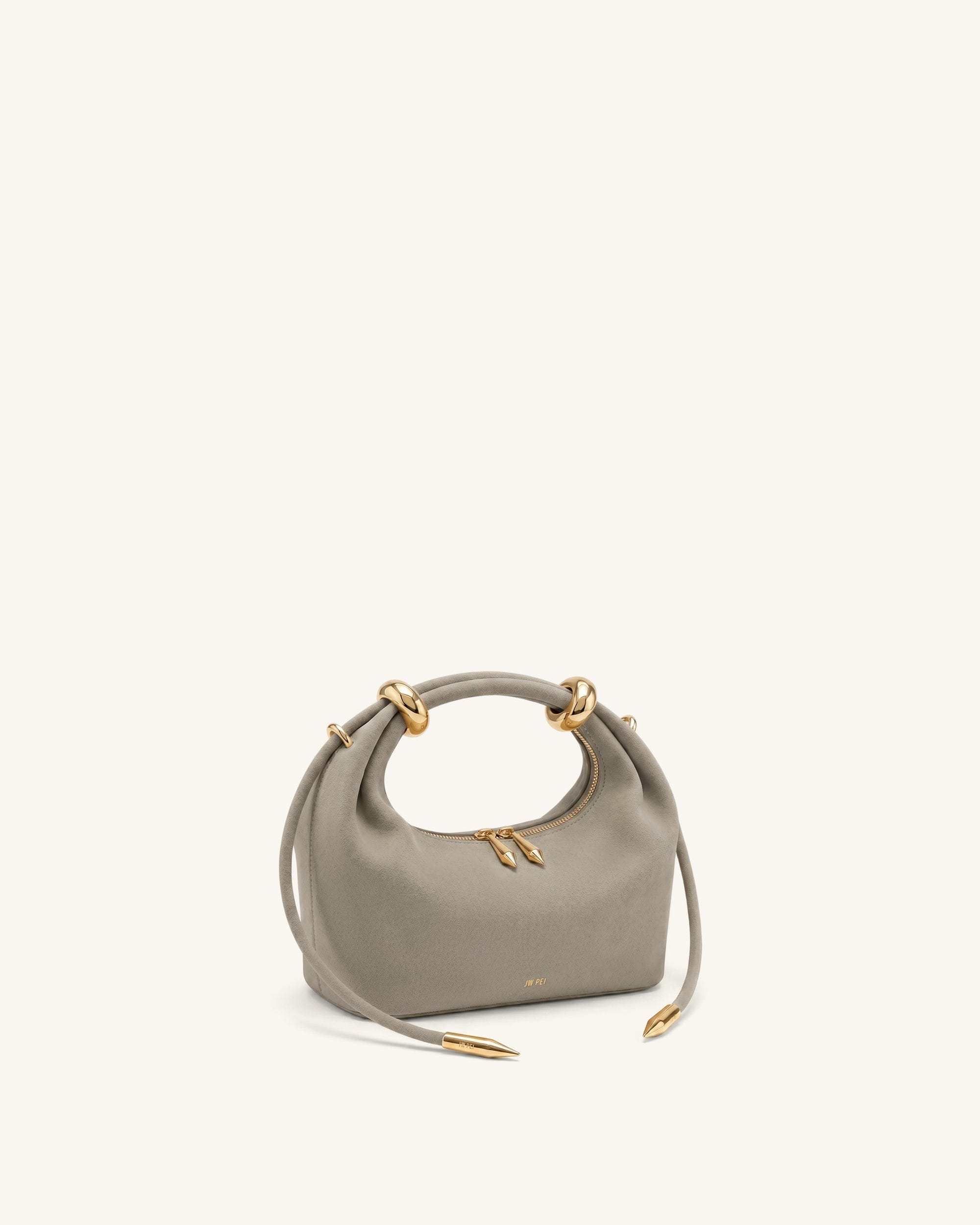 Jw Pei Ellie Faux Suede Metal Ring Embellished Top Handle Bag Grey