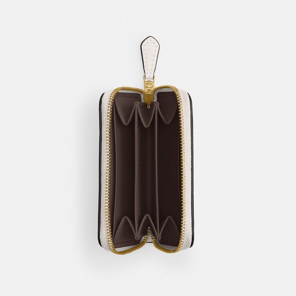 Coach Essential Small Zip Around Card Case Brass Chalk
