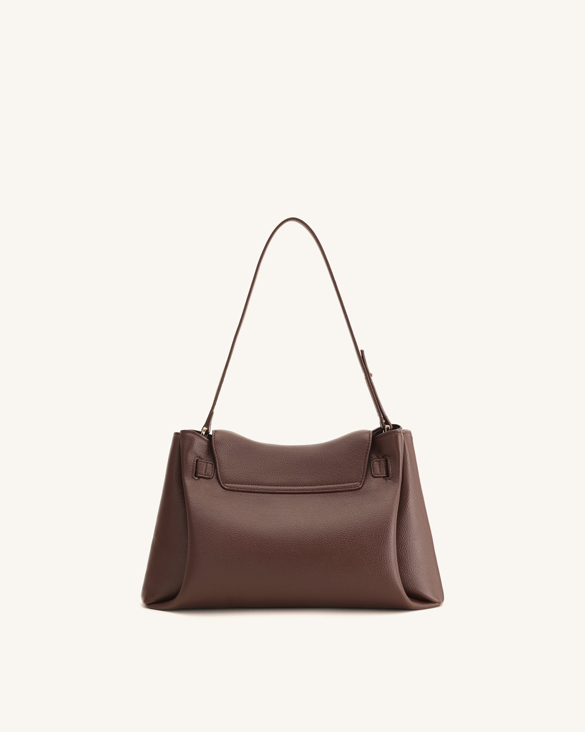 Jw Pei Rhea Pebbled Double Buckle Shoulder Bag Dark Brown