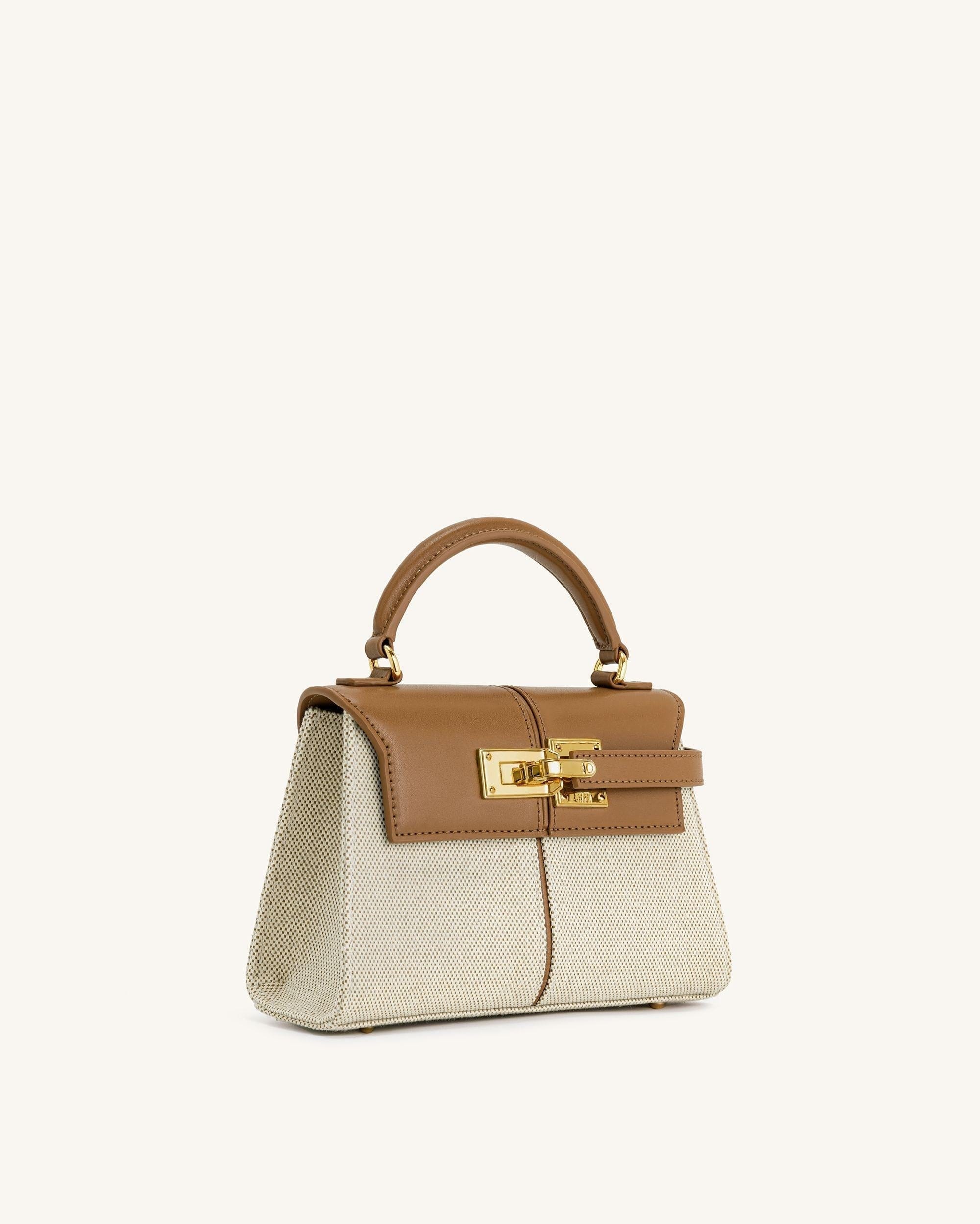 Jw Pei Elise Top Handle Bag Brown Canvas