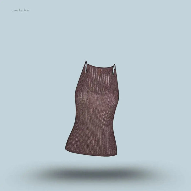 Skims Sheer Knit Plunge Tank