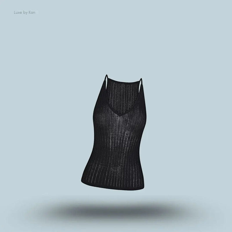 Skims Sheer Knit Plunge Tank