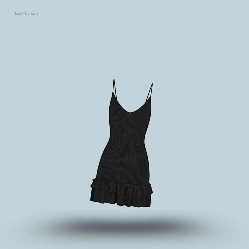 Skims Sheer Knit Ruffle Dress