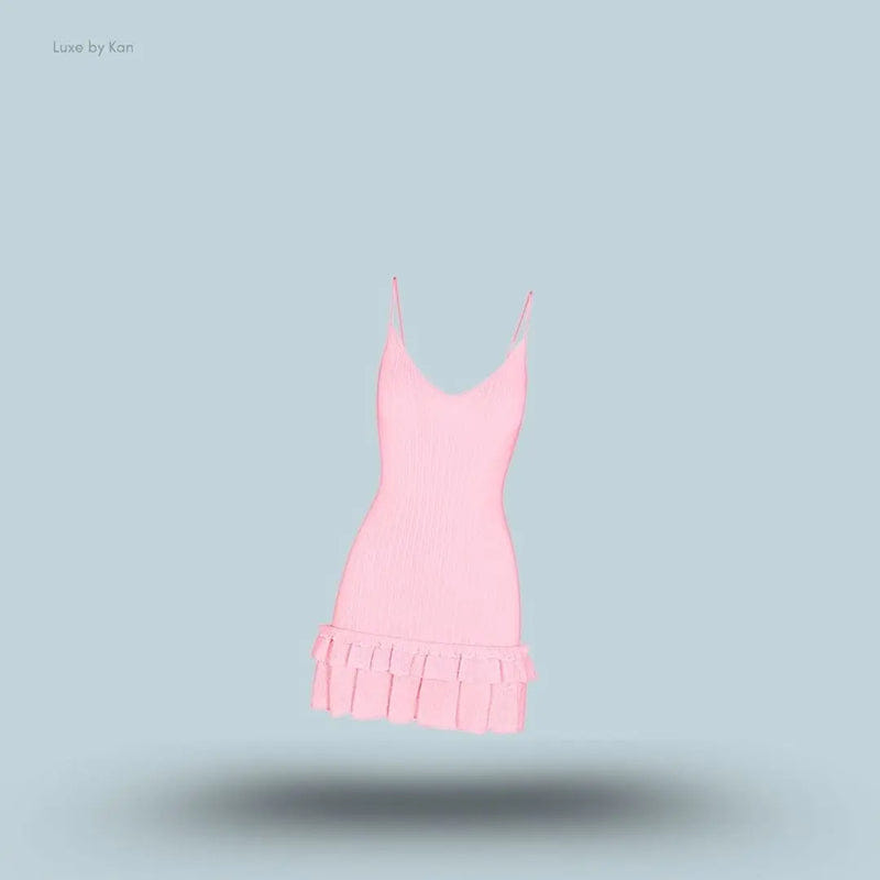 Skims Sheer Knit Ruffle Dress