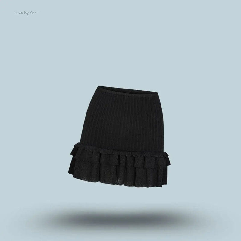 Skims Sheer Knit Ruffle Mini Skirt