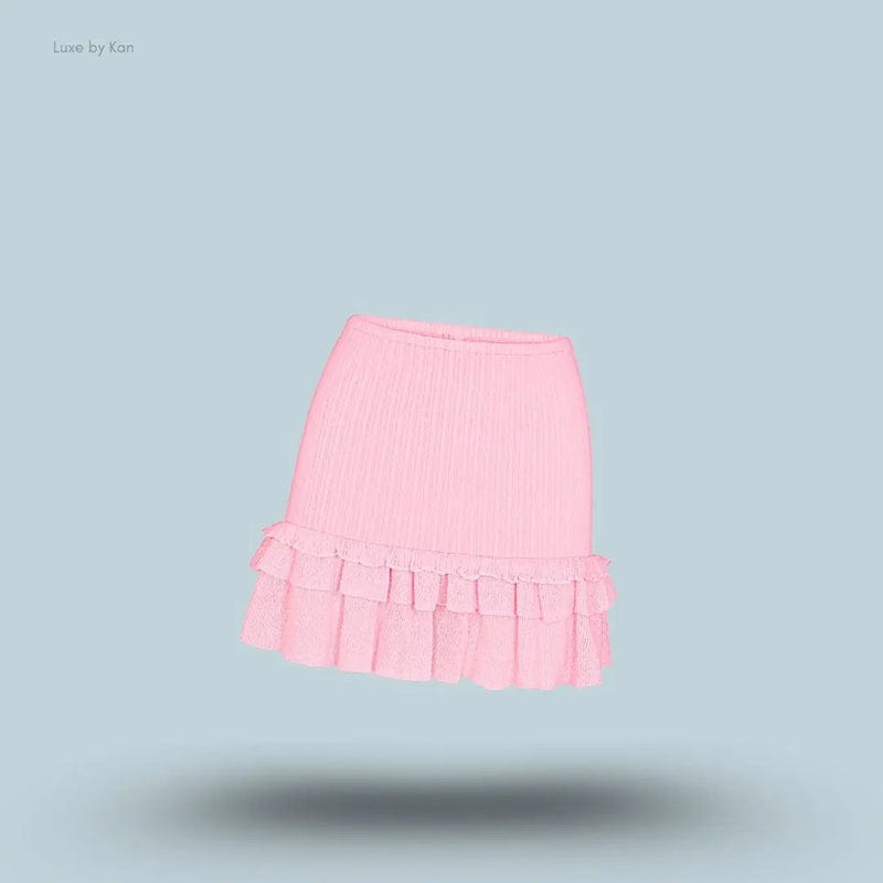 Skims Sheer Knit Ruffle Mini Skirt