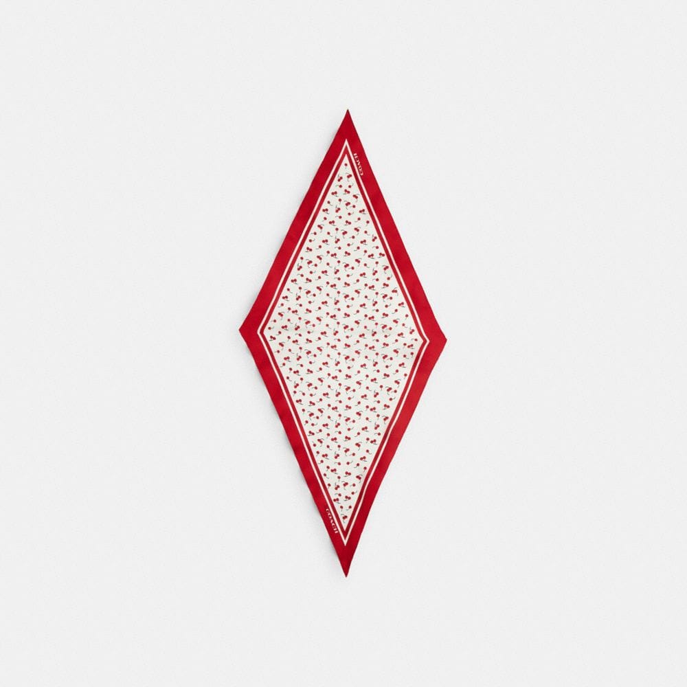 Micro Cherry Print Silk Diamond Scarf