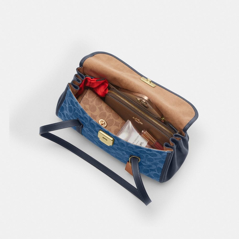 Bridget Flap Shoulder Bag In Signature Denim