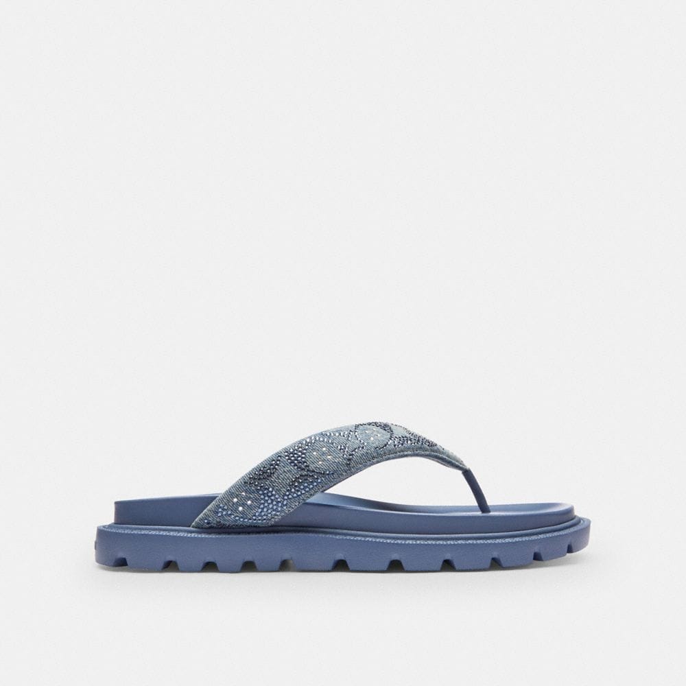 Brynn Thong Sandal In Crystal Signature Denim