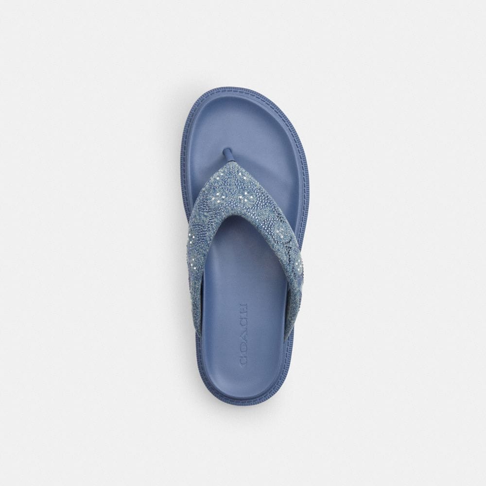 Brynn Thong Sandal In Crystal Signature Denim