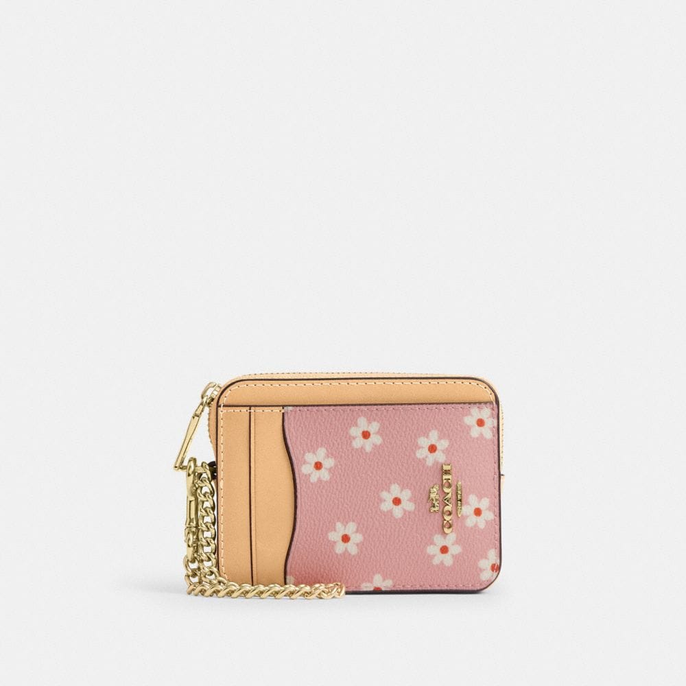 Zip Card Case With Floral Print