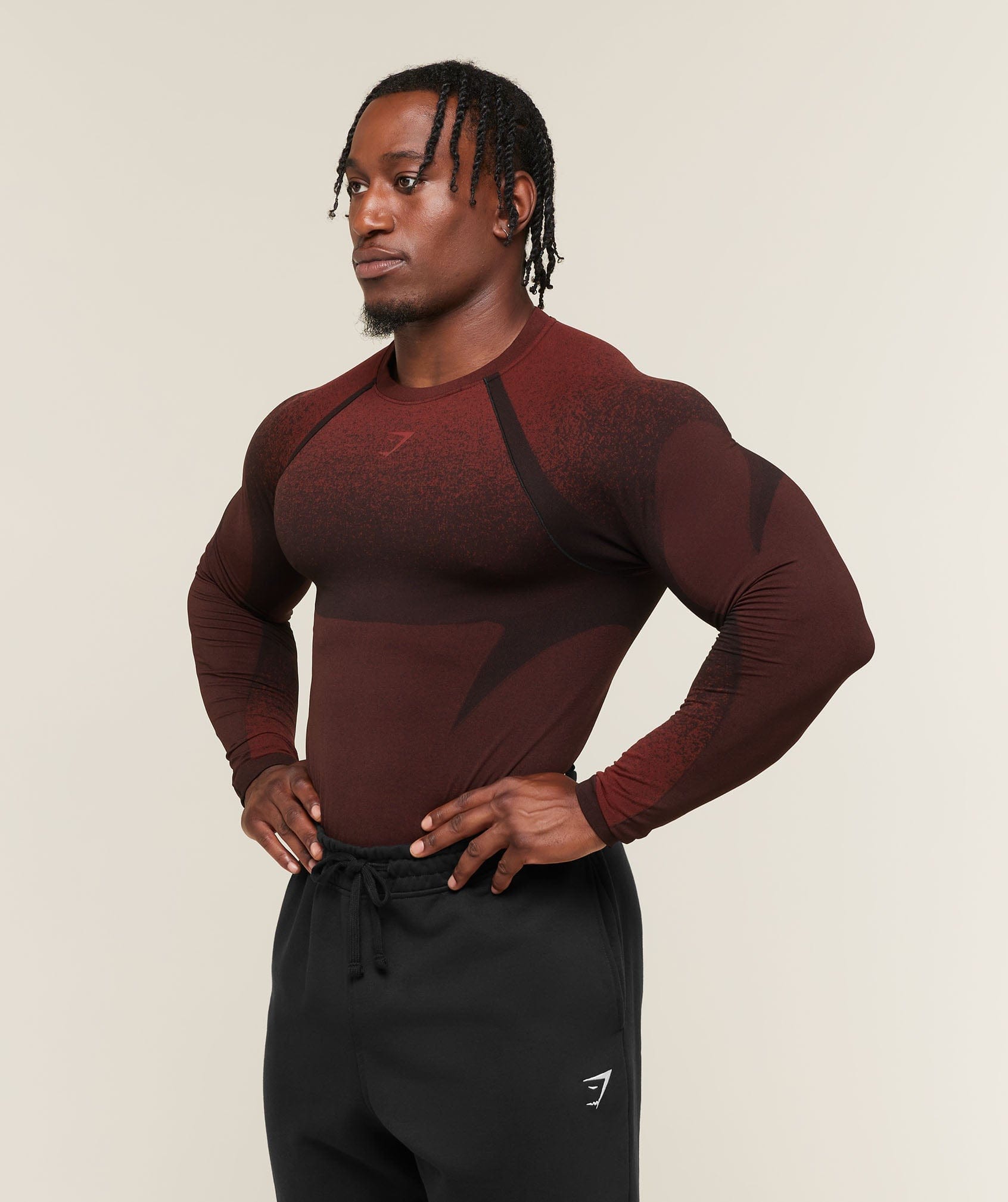 Gymshark Shadow Seamless Long Sleeve T-Shirt Sets Red