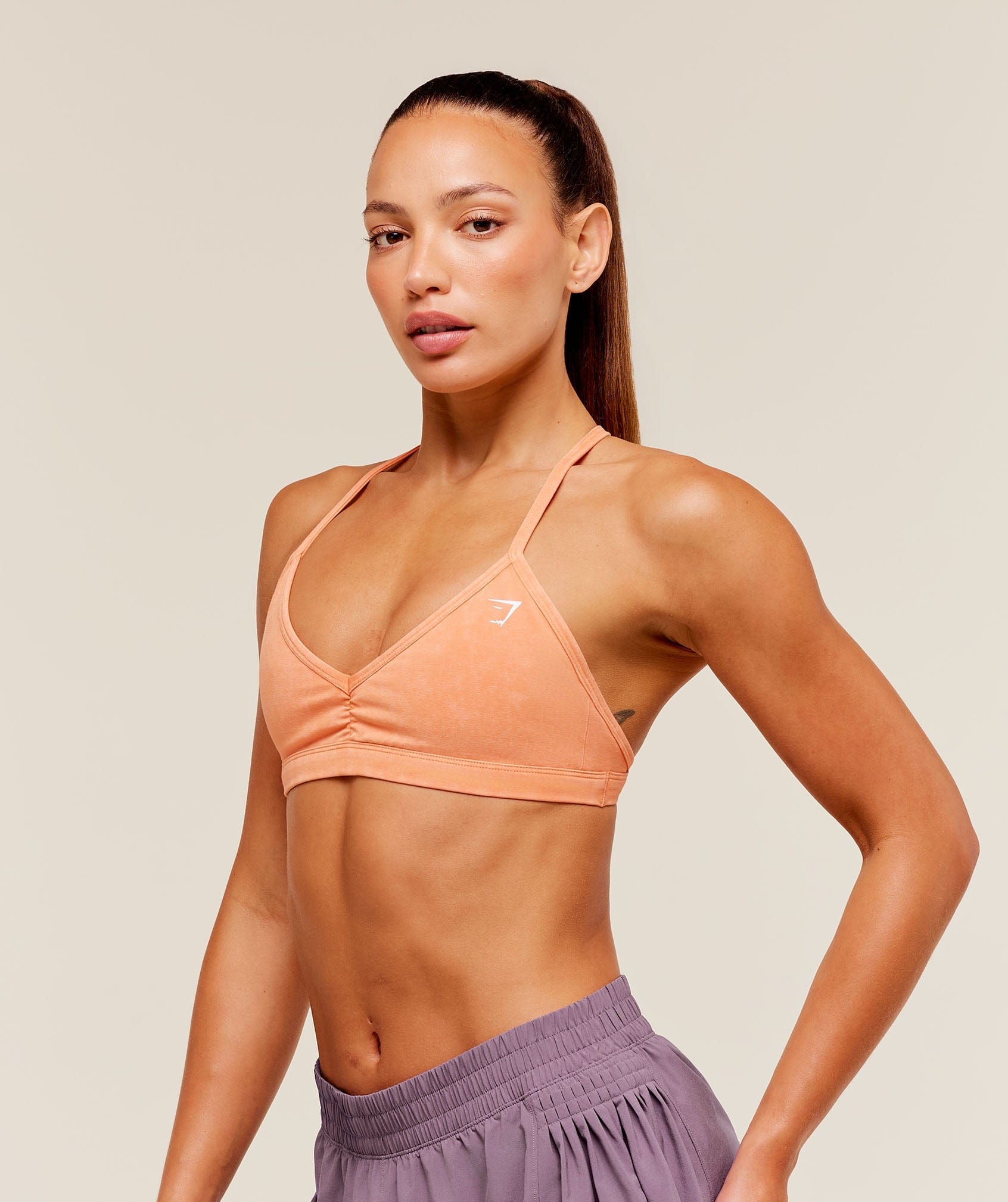 Women's Gymshark Washed Minimal Sports Bra Dayglow Peach
