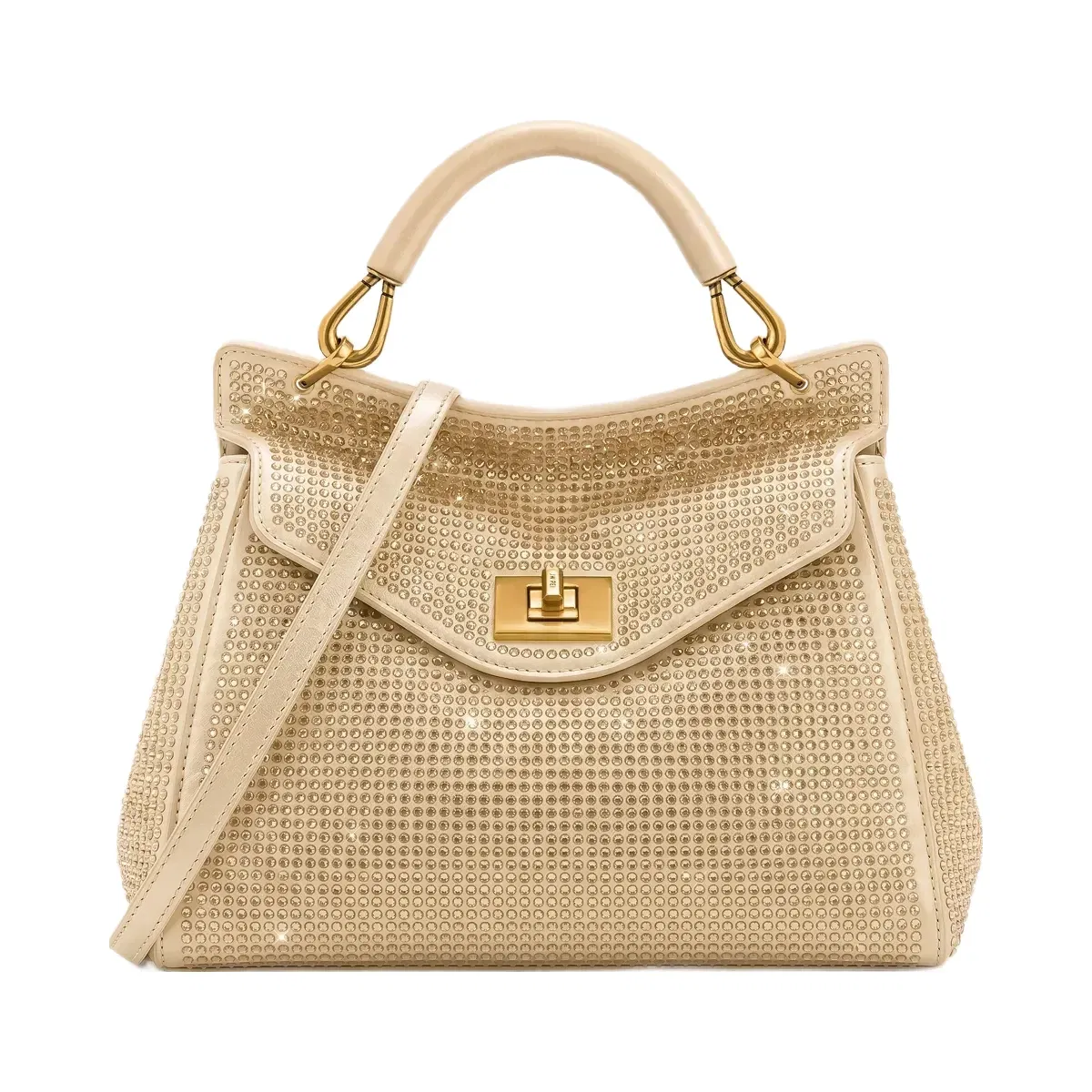 Jw Pei Lucia Classic Artificial Crystal Top Handle Bag Champagne