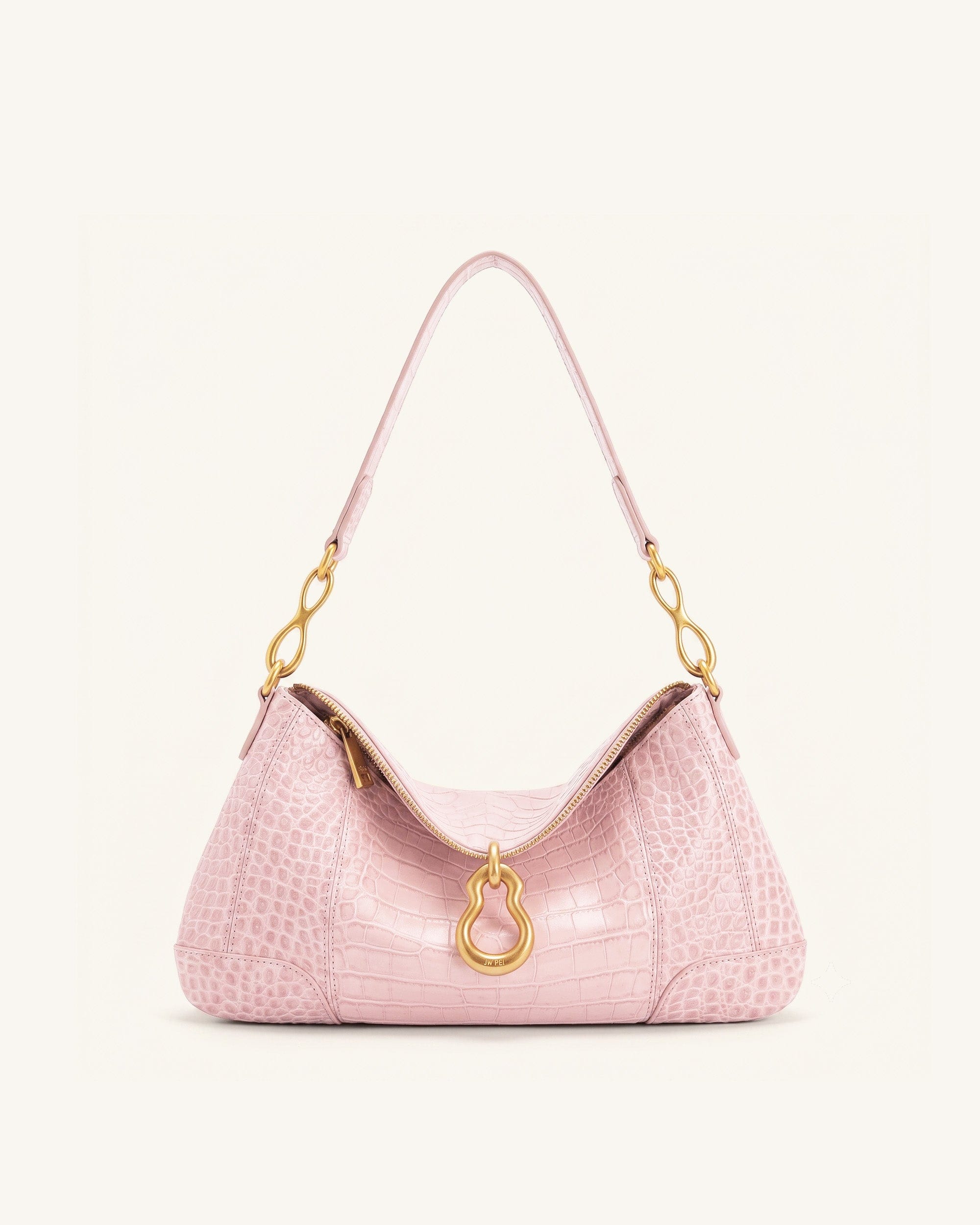 Jw Pei Jayla Metal Pendant Embellished Shoulder Bag Pink Croc