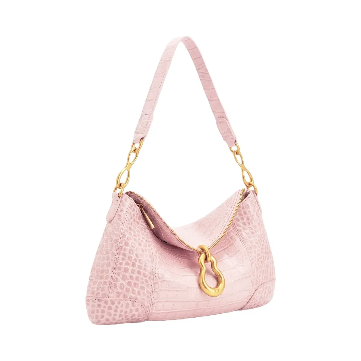 Jw Pei Jayla Metal Pendant Embellished Shoulder Bag Pink Croc