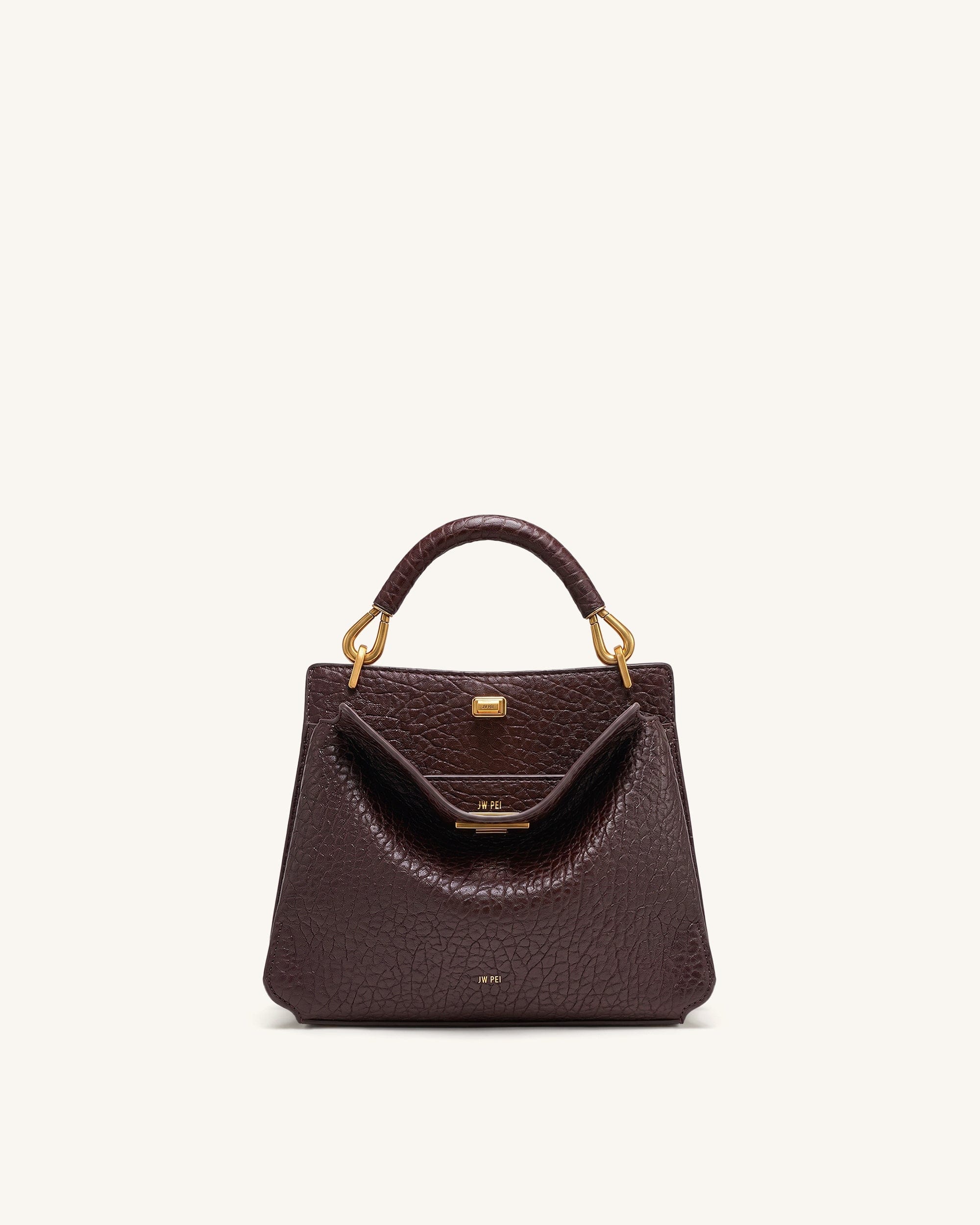 Jw Pei Lucia Elephant Effect Top Handle Bag Dark Brown
