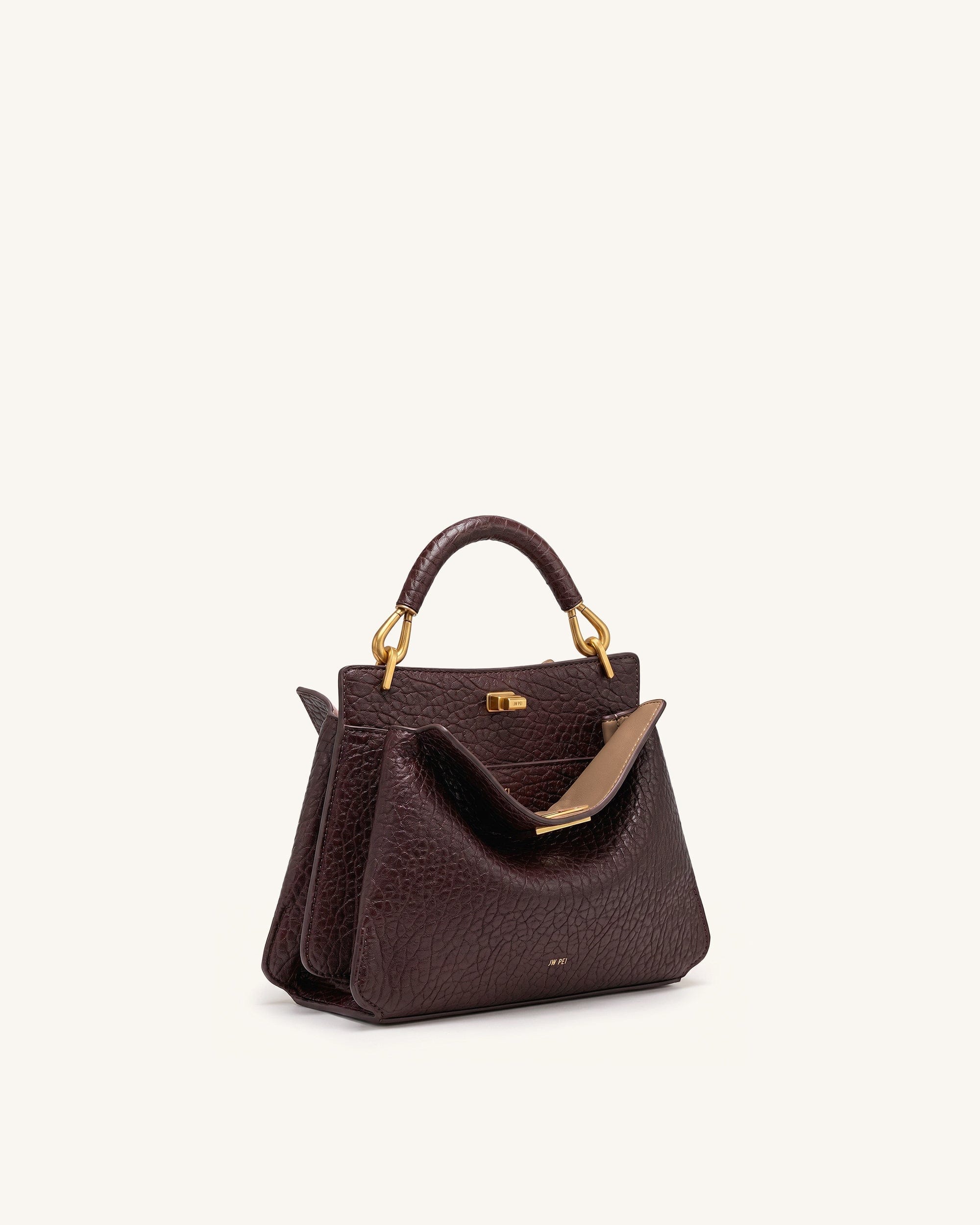 Jw Pei Lucia Elephant Effect Top Handle Bag Dark Brown