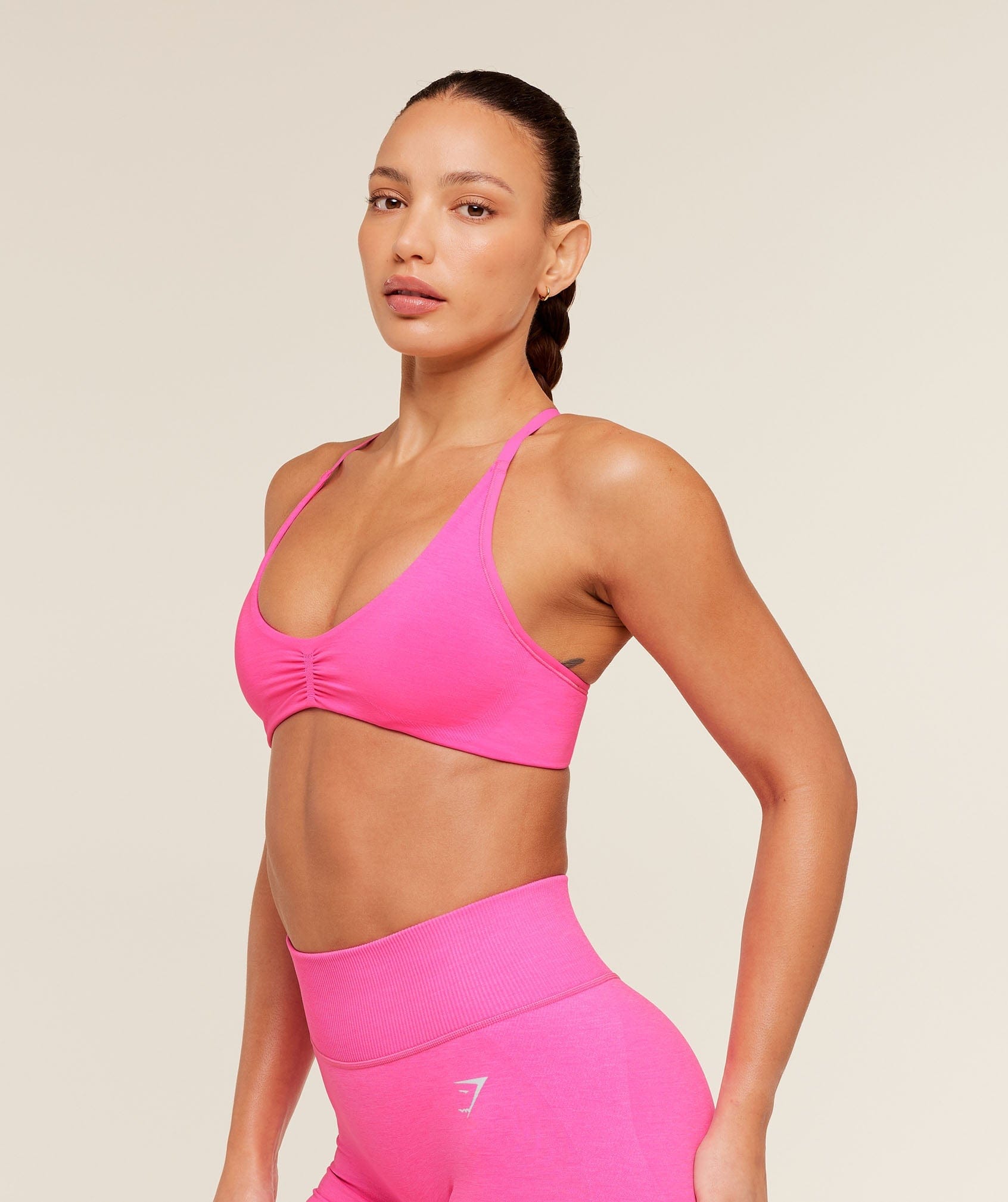 Women's Gymshark Interval Seamless Light Support Sports Bra Electric Pink