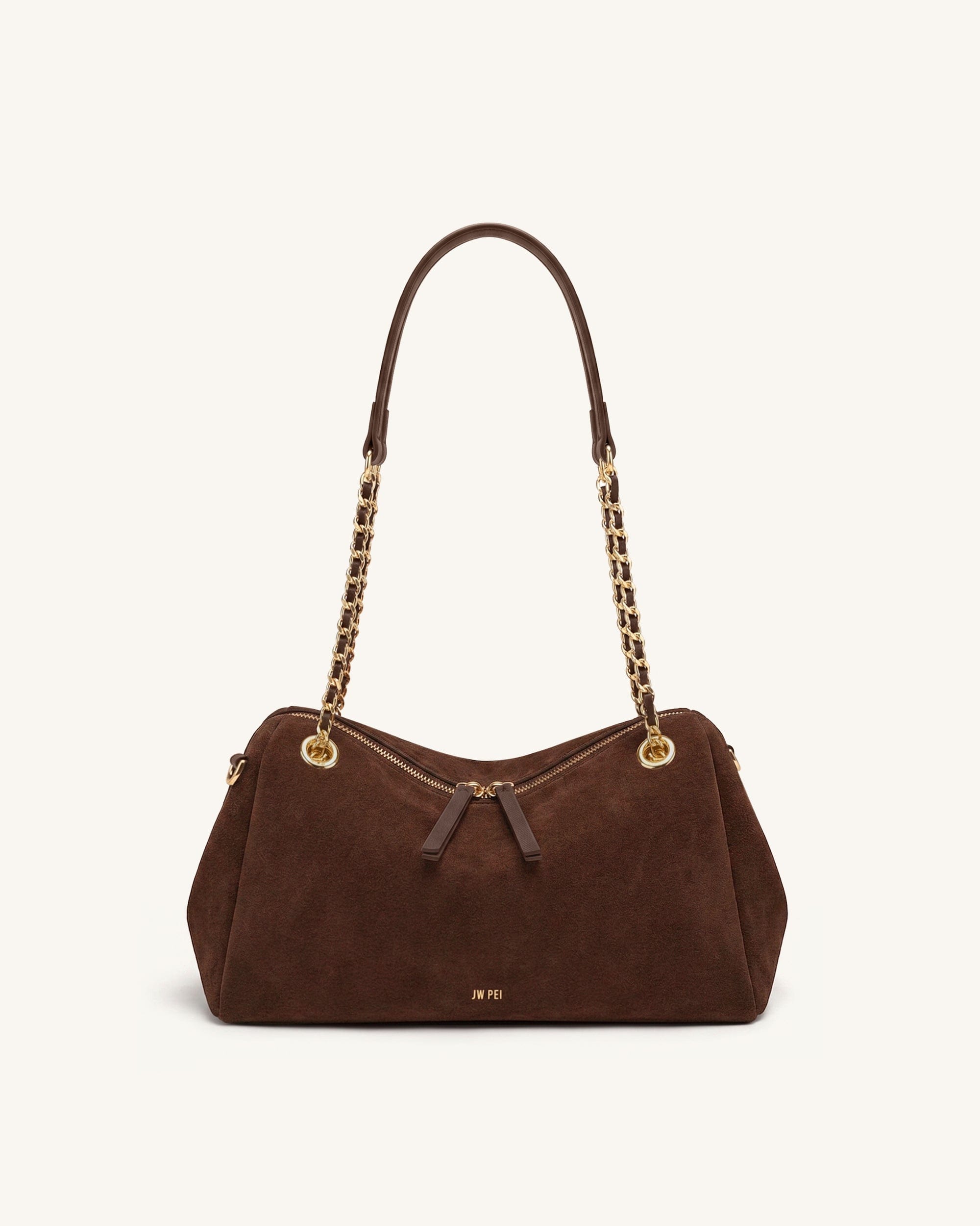 Jw Pei Mireya Faux Suede Chain Shoulder Bag Dark Brown