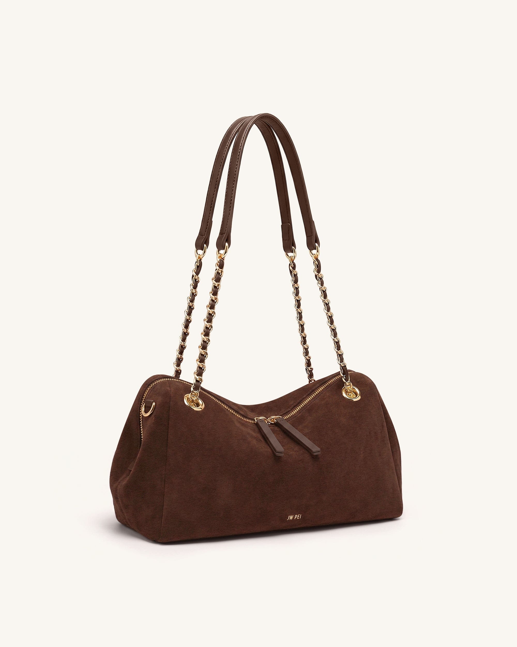 Jw Pei Mireya Faux Suede Chain Shoulder Bag Dark Brown