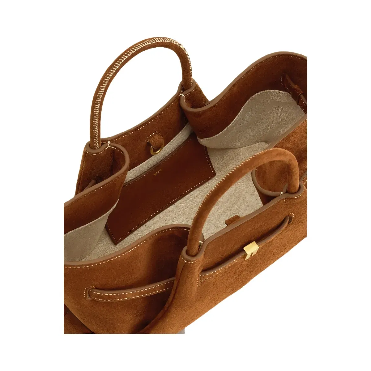 Jw Pei Maeve Dachshund Metal Charm Faux Suede Tote Bag Brown