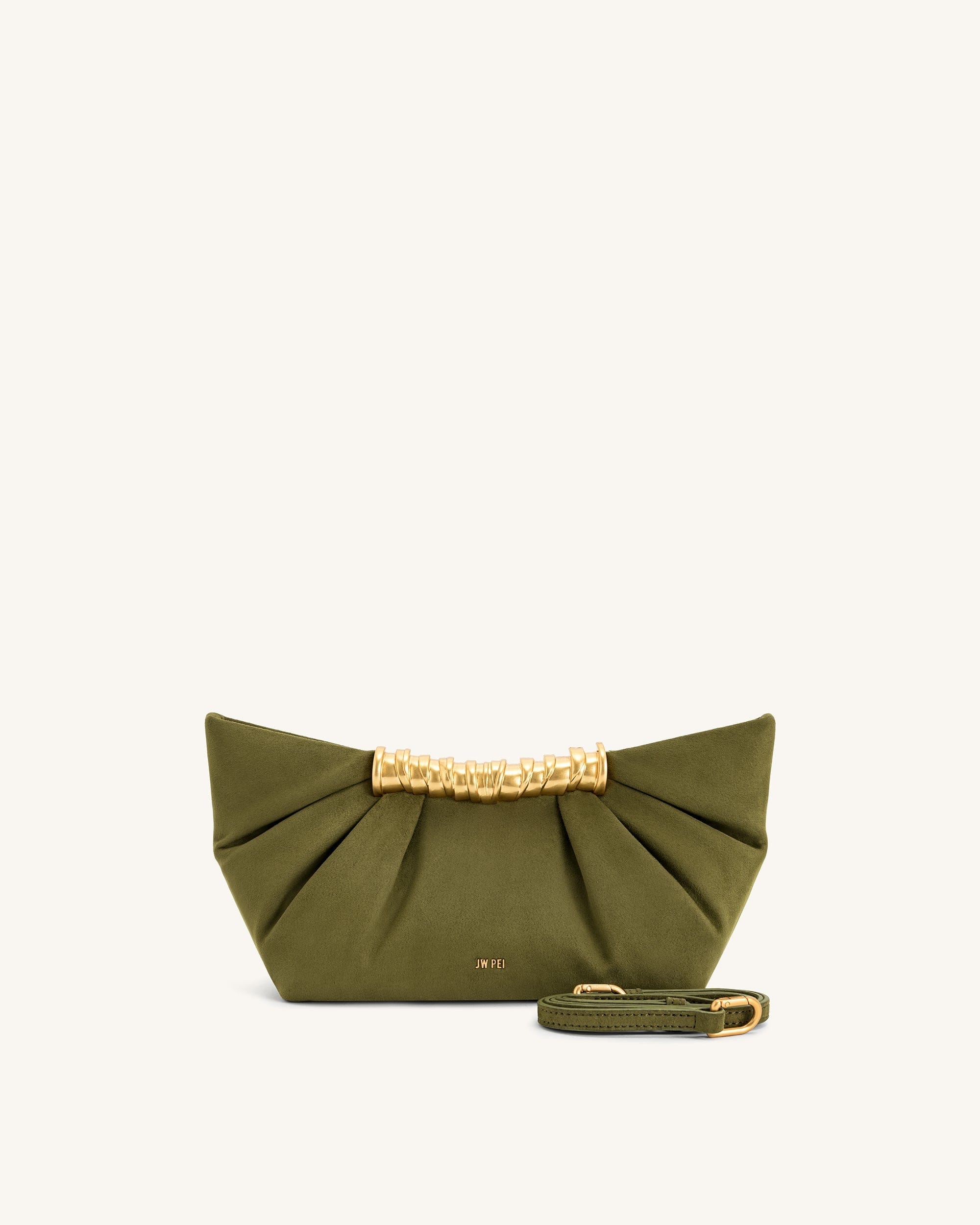 Jw Pei Leia Pleated Clutch Dark Olive
