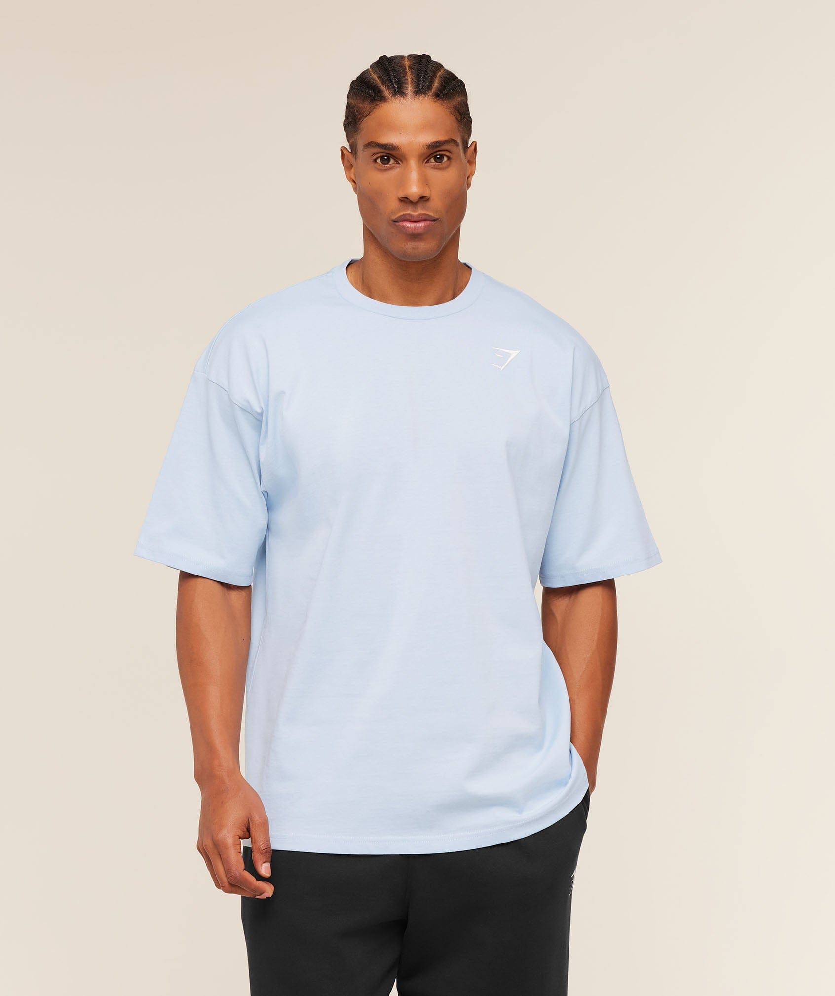 Gymshark Crest Oversized T-Shirt Chilled Blue