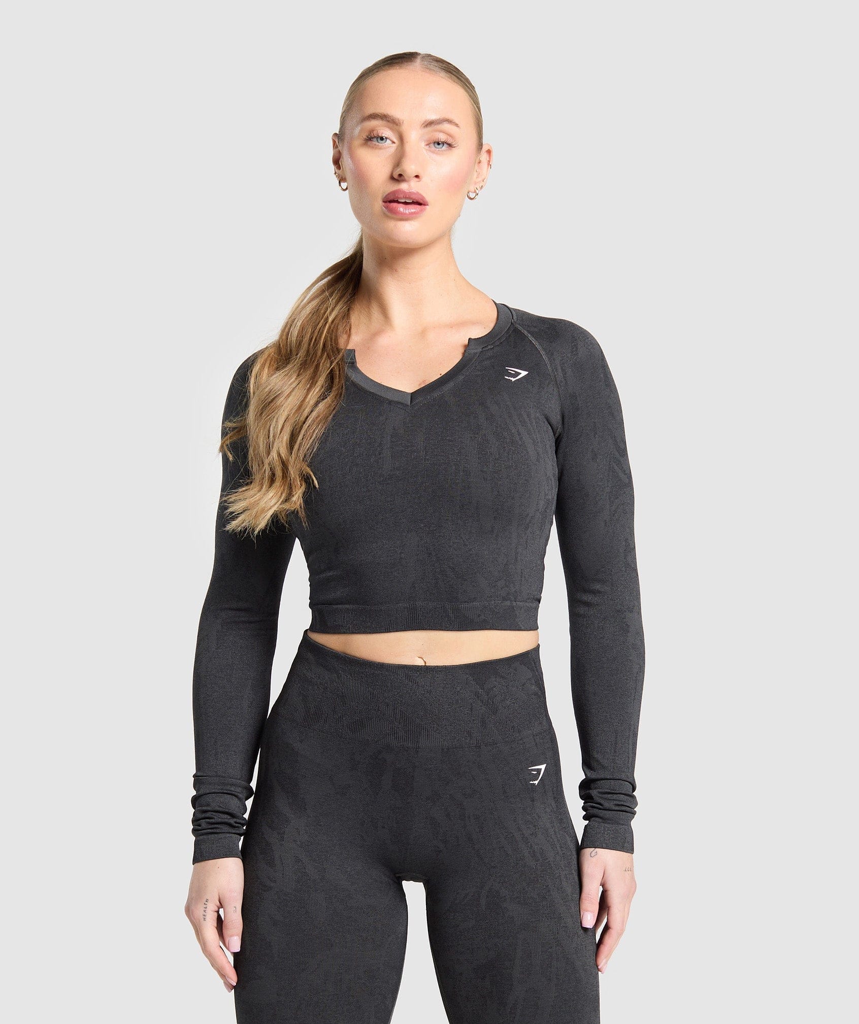 Women's Gymshark Adapt Camo Seamless Long Sleeve Top Asphalt Grey