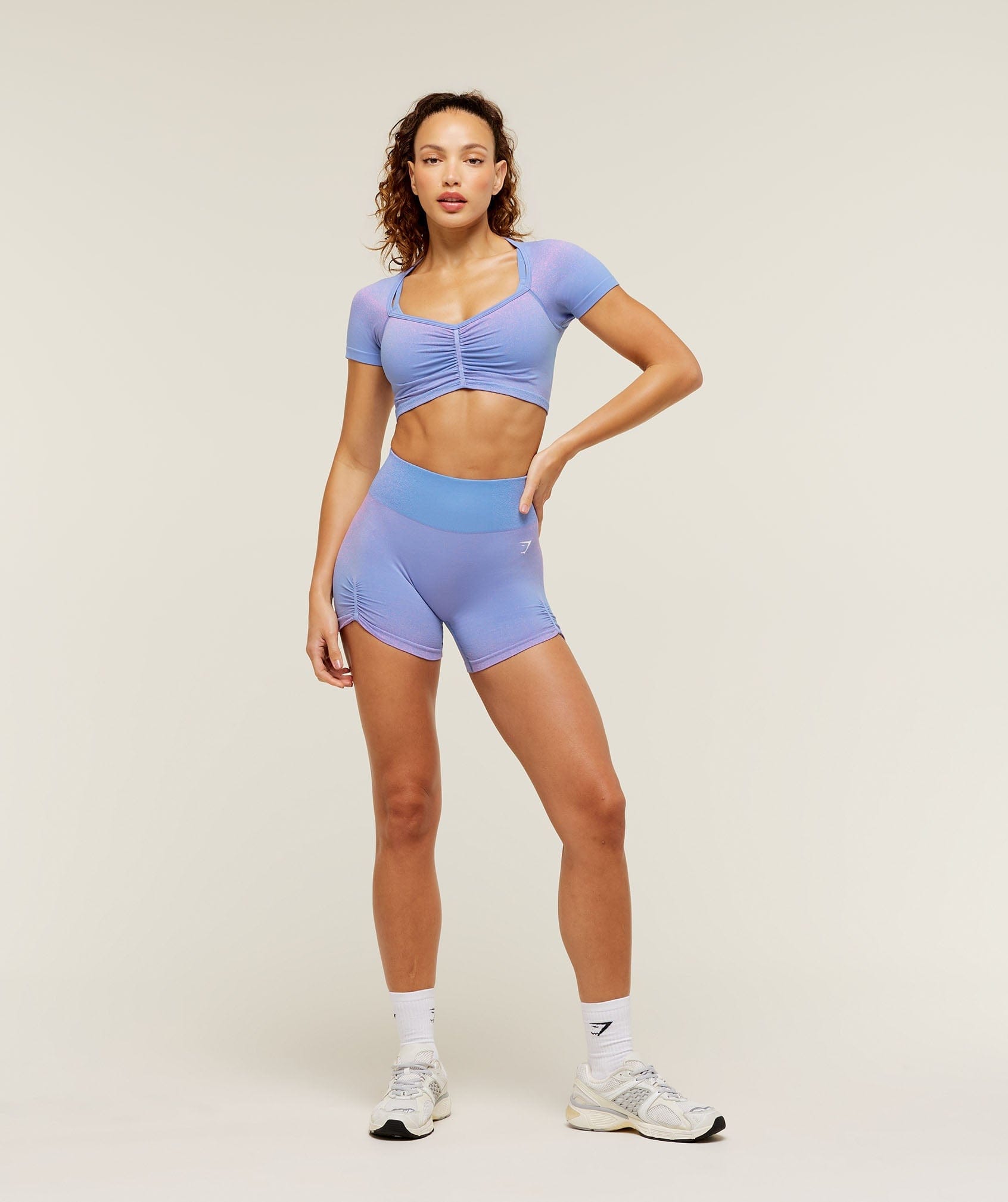 Women's Gymshark Blush Seamless Short Sleeve Top Heavy Blue