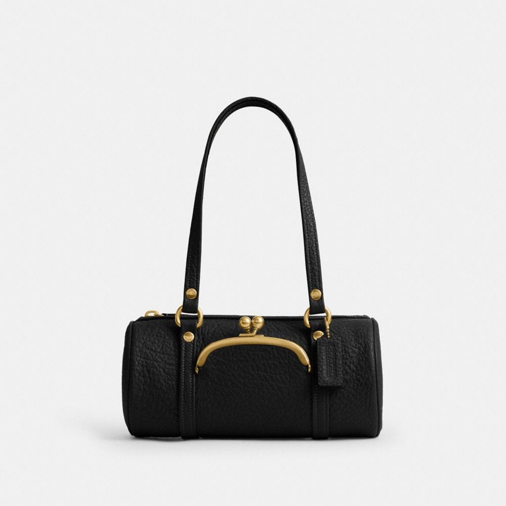 Coach Kisslock Barrel Bag 28 Brass Black