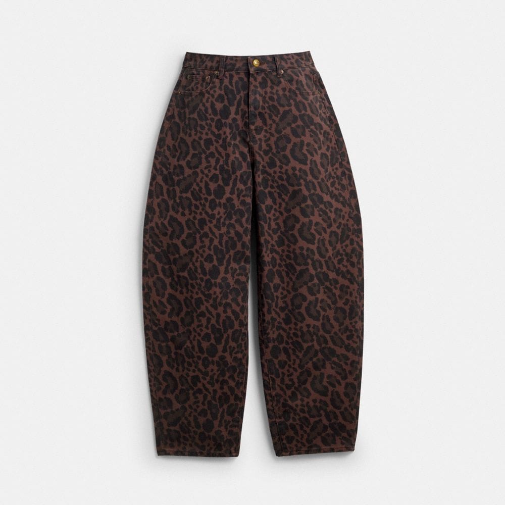 Leopard Print Barrel Jeans In Organic Cotton