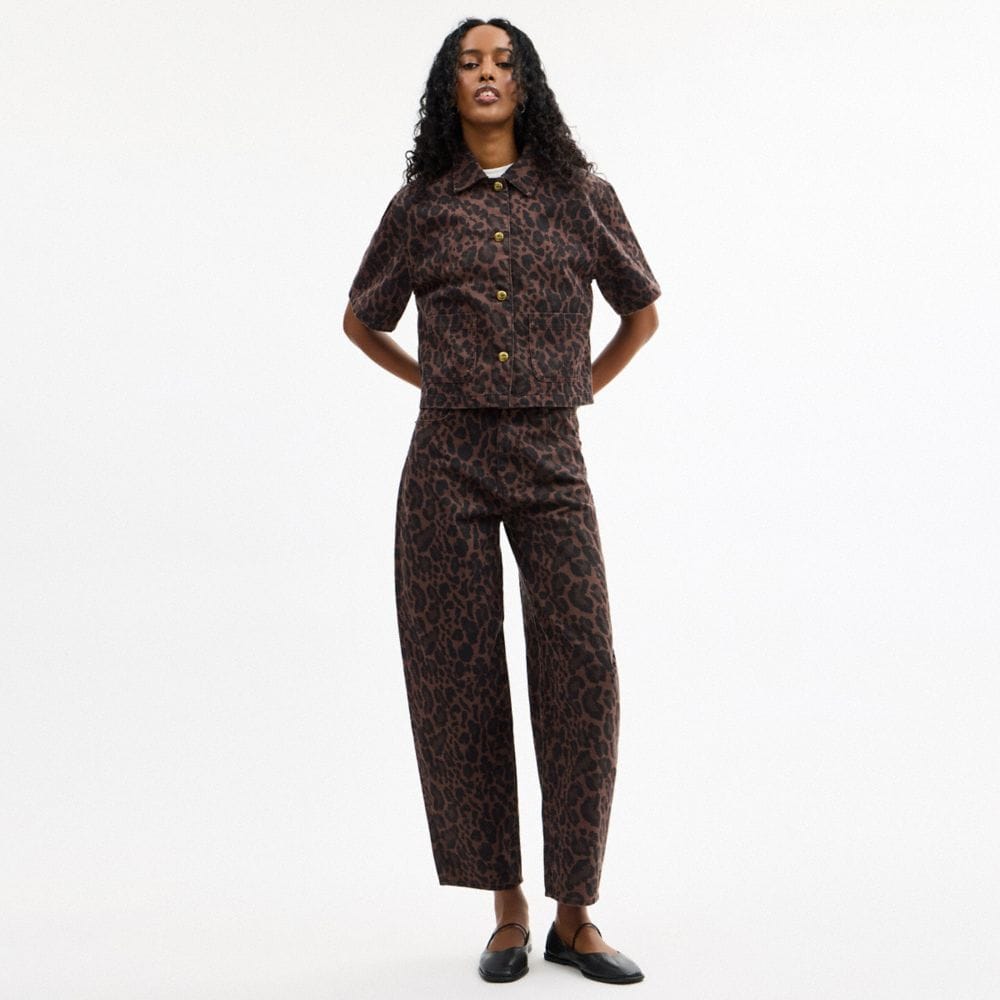 Leopard Print Barrel Jeans In Organic Cotton