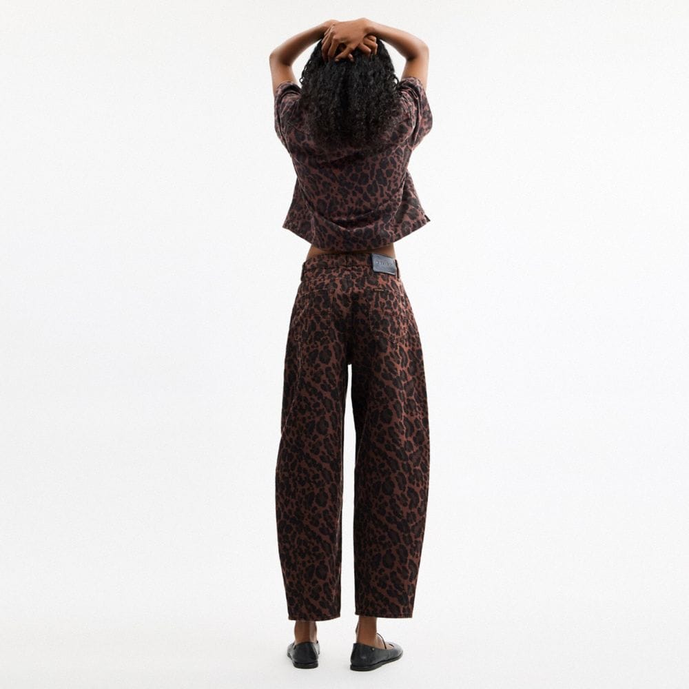 Leopard Print Barrel Jeans In Organic Cotton