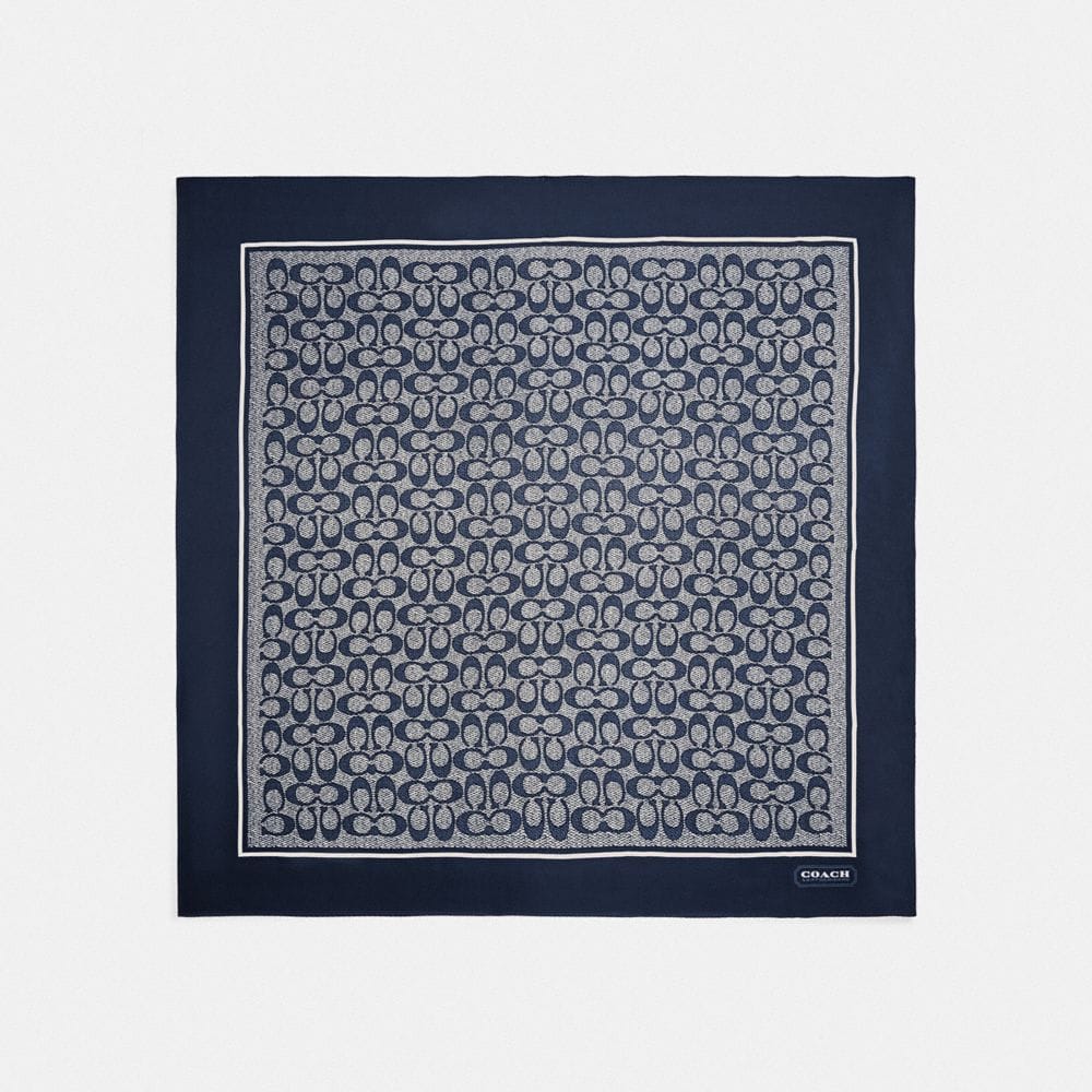 Textured Signature Print Silk Square Scarf