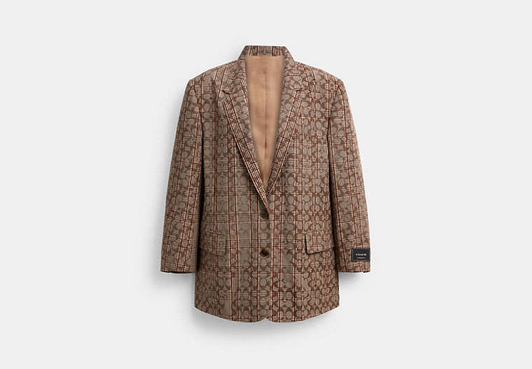 Signature C Plaid Single Breasted Blazer