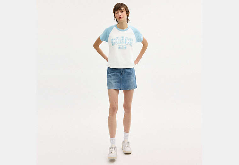 Gingham Sporty Raglan T-Shirt In Organic Cotton