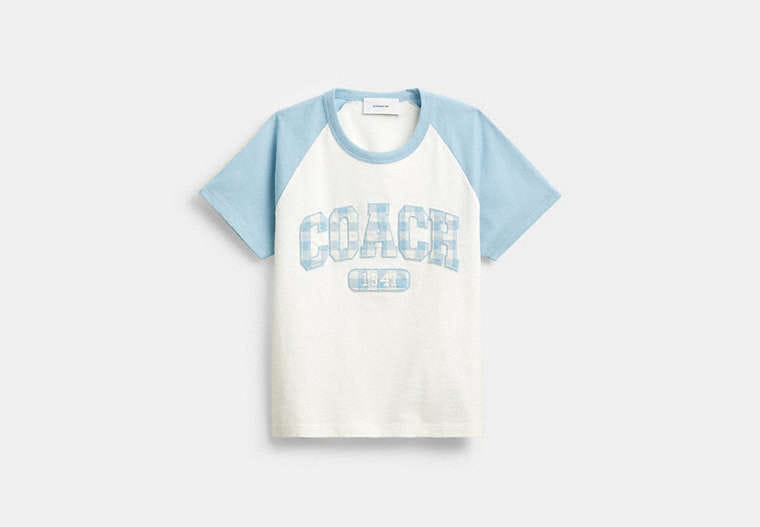 Gingham Sporty Raglan T-Shirt In Organic Cotton