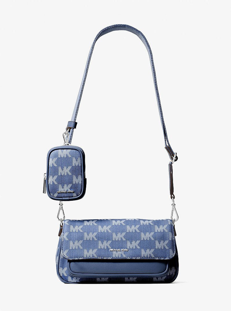 Jet Set Travel Small Logo Jacquard Denim Crossbody Bag With Pouch