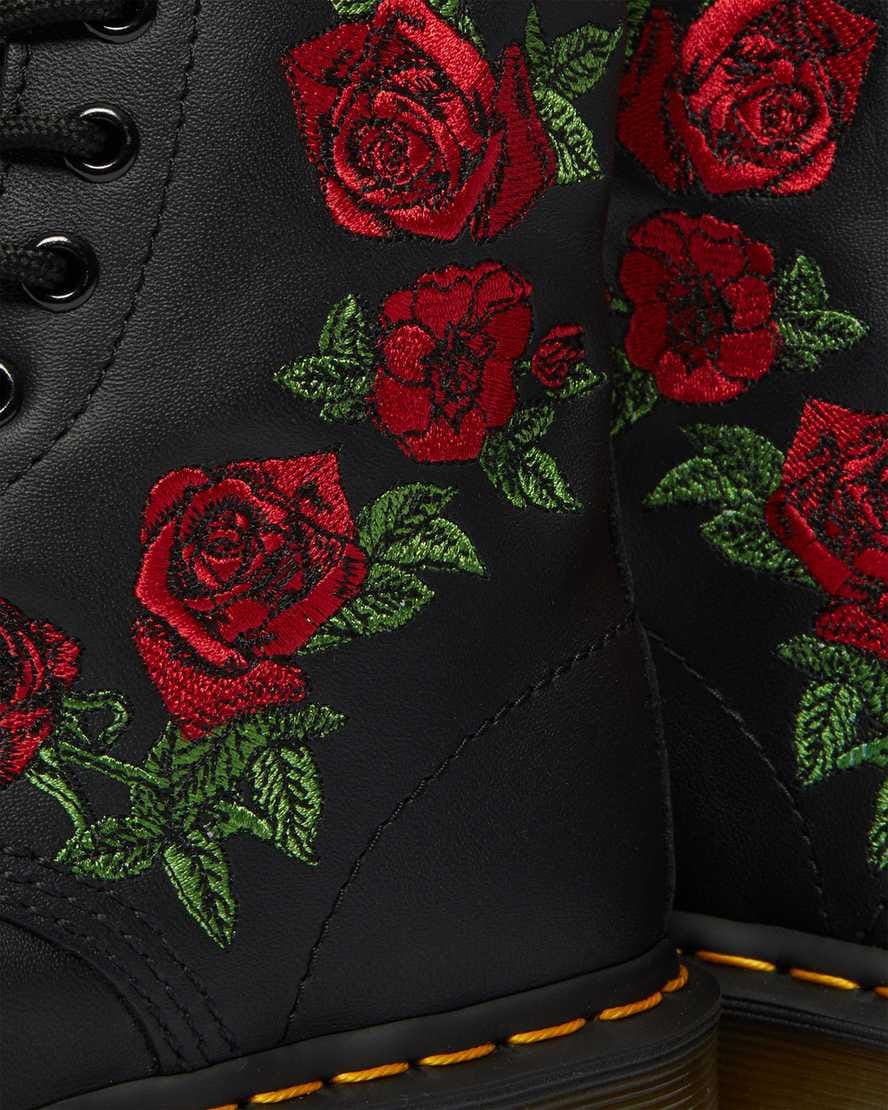 1460 Vonda Floral Leather Lace Up Boots — Black