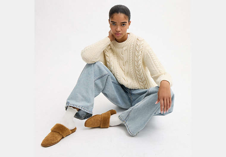 Sherpa Flat Mule In Signature Suede