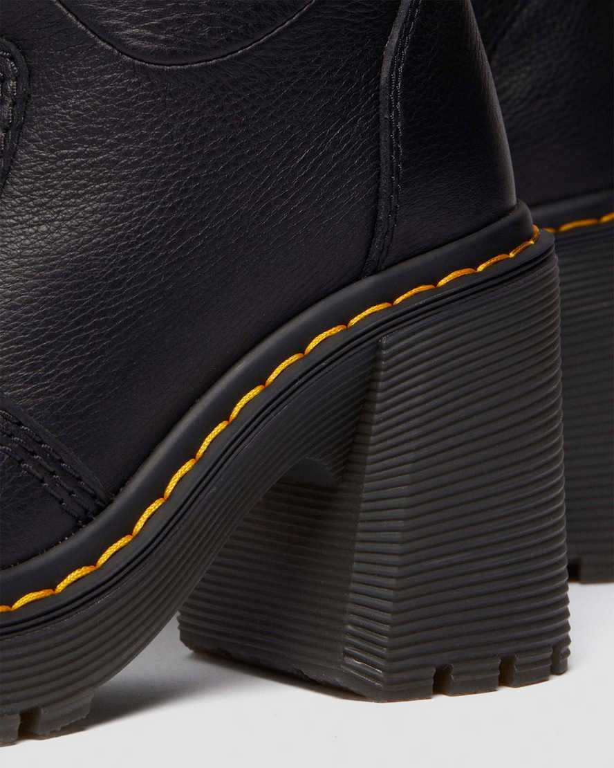 Kasey Virginia Leather Tall Heeled Boots — Black
