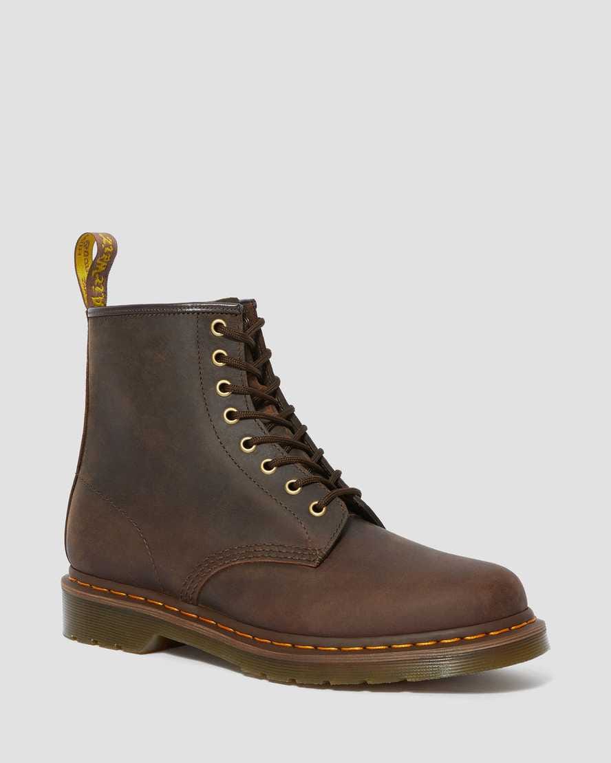 1460 Crazy Horse Leather Lace Up Boots — Brown